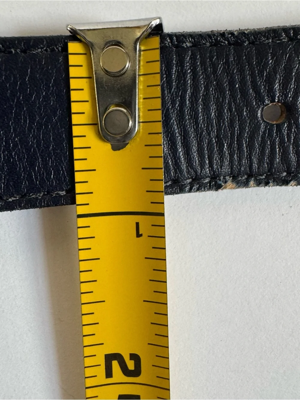 Vtg Brooks Brothers Navy Blue Calfskin Leather Belt M Gold Shell Coastal Preppy